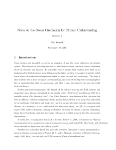 Notes on the Ocean Circulation for Climate Understanding