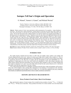 Isotopes Tell Origin and Operation of the Sun