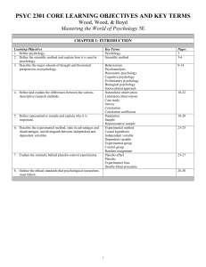 psyc 2301 core learning objectives and key terms