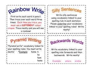 vocabulary linked to your spelling rules. You must write neatly!