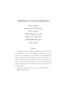 Middlemen in Search Equilibrium