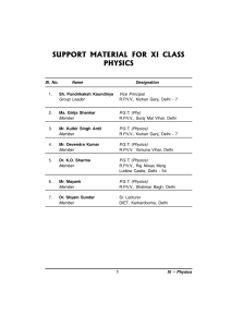 SUPPORT MATERIAL FOR XI CLASS PHYSICS