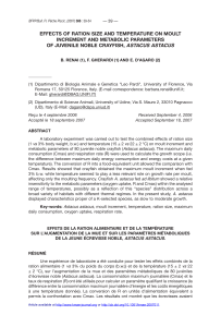 effects of ration size and temperature on moult increment and