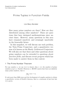 No. 10/2016: Prime Tuples in Function Fields