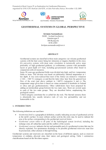 GEOTHERMAL SYSTEMS IN GLOBAL PERSPECTIVE