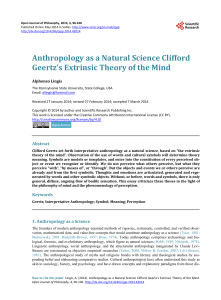 Anthropology as a Natural Science Clifford Geertz`s Extrinsic Theory