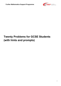 Twenty Problems for GCSE Students (with hints and prompts)