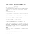 Pre-Algebra Worksheet 2 Factors: Answers