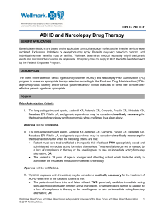 ADHD and Narcolepsy Drug Therapy