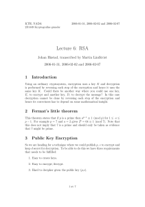 Lecture 6: RSA