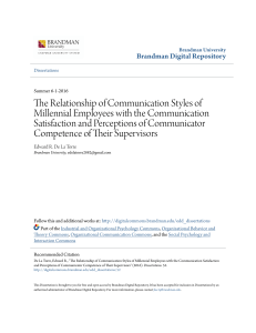 The Relationship of Communication Styles of Millennial Employees