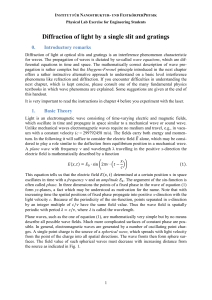 Diffraction of light by a single slit and gratings