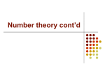 Number theory cont`d