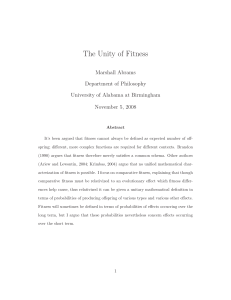 The Unity of Fitness - Philsci