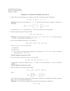 Solutions to Practice Problems for Test 2
