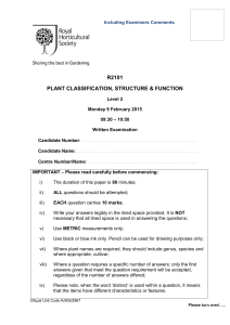 RHS Level 2 - Plant Classification, Structure and Function