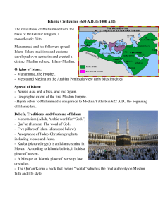 Islamic Civilization (600 AD to 1000 AD)