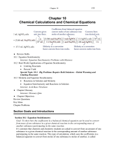 Chapter 10 Chemical Calculations and Chemical Equations