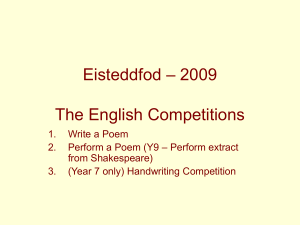 Eisteddfod – 2009 The English Competitions