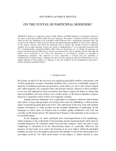 ON THE SYNTAX OF PARTICIPIAL MODIFIERS*