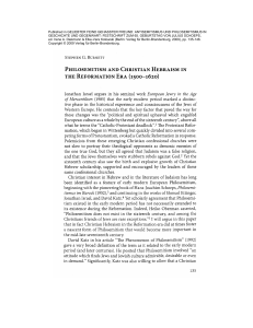 philosemitism and christian hebraism in the reformation era (1500