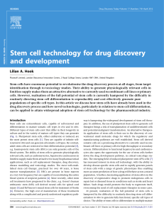 Stem cell technology for drug discovery and development