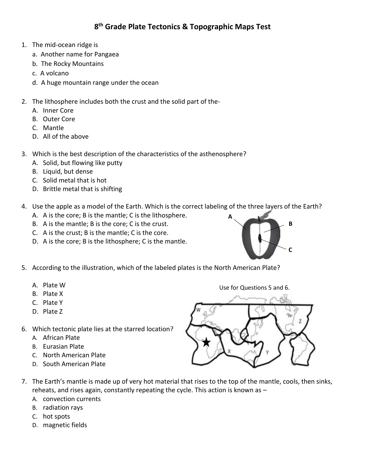 Plate Tectonics Topographic Maps Test
