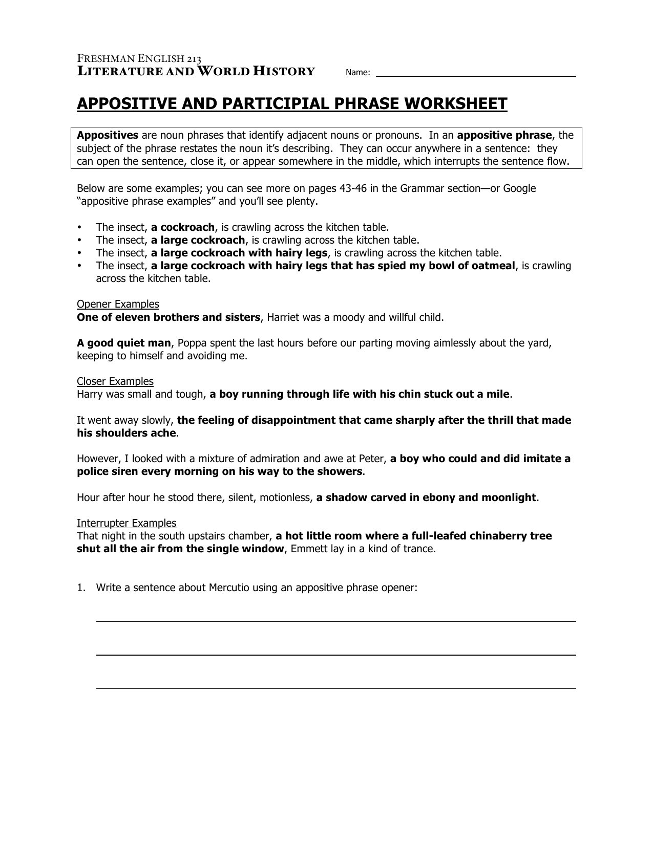 Appositives And Appositive Phrases Worksheet Answers Escolagersonalvesgui