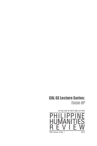 philippine humanities review - Kolehiyo ng Arte at Literatura