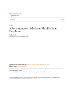 A Reconsideration of the Sunni-Shi`a Divide in Early Islam
