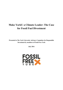 Make YorkU a Climate Leader: The Case for Fossil Fuel Divestment