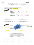 Unit3 #2 Writing Expressions and Equations