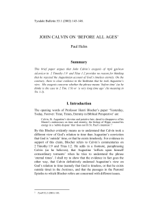 john calvin on `before all ages`