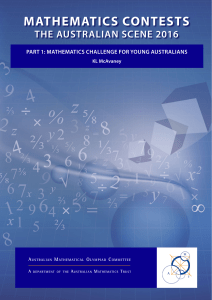 2016 Mathematics Contests – The Australian Scene Part 1