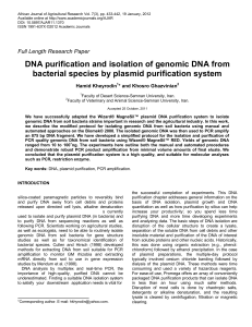 DNA purification and isolation of genomic DNA from bacterial