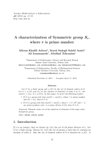 A characterization of Symmetric group Sr, where r is prime number