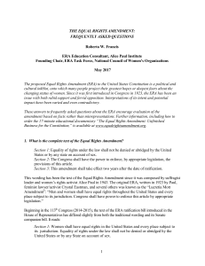 1 THE EQUAL RIGHTS AMENDMENT: FREQUENTLY ASKED