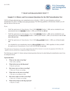 ***OLD NATURALIZATION TEST*** Sample U.S. History and