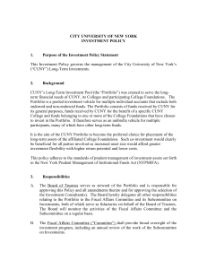 THE CITY UNIVERSITY OF NEW YORK – INVESTMENT POLICY