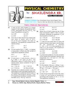 Chemical Equilibrium - Shailendra Kumar Chemistry