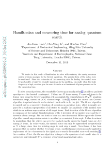 Hamiltonian and measuring time for analog quantum search