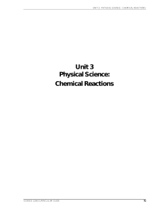 Unit 3 Physical Science: Chemical Reactions