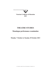 2013 Theatre Studies – monologue performance examination
