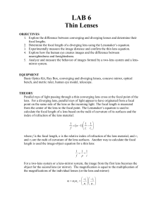 Lab 6: Thin Lenses