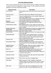 Lime Class Spelling Activities Here is a list of activities that may be