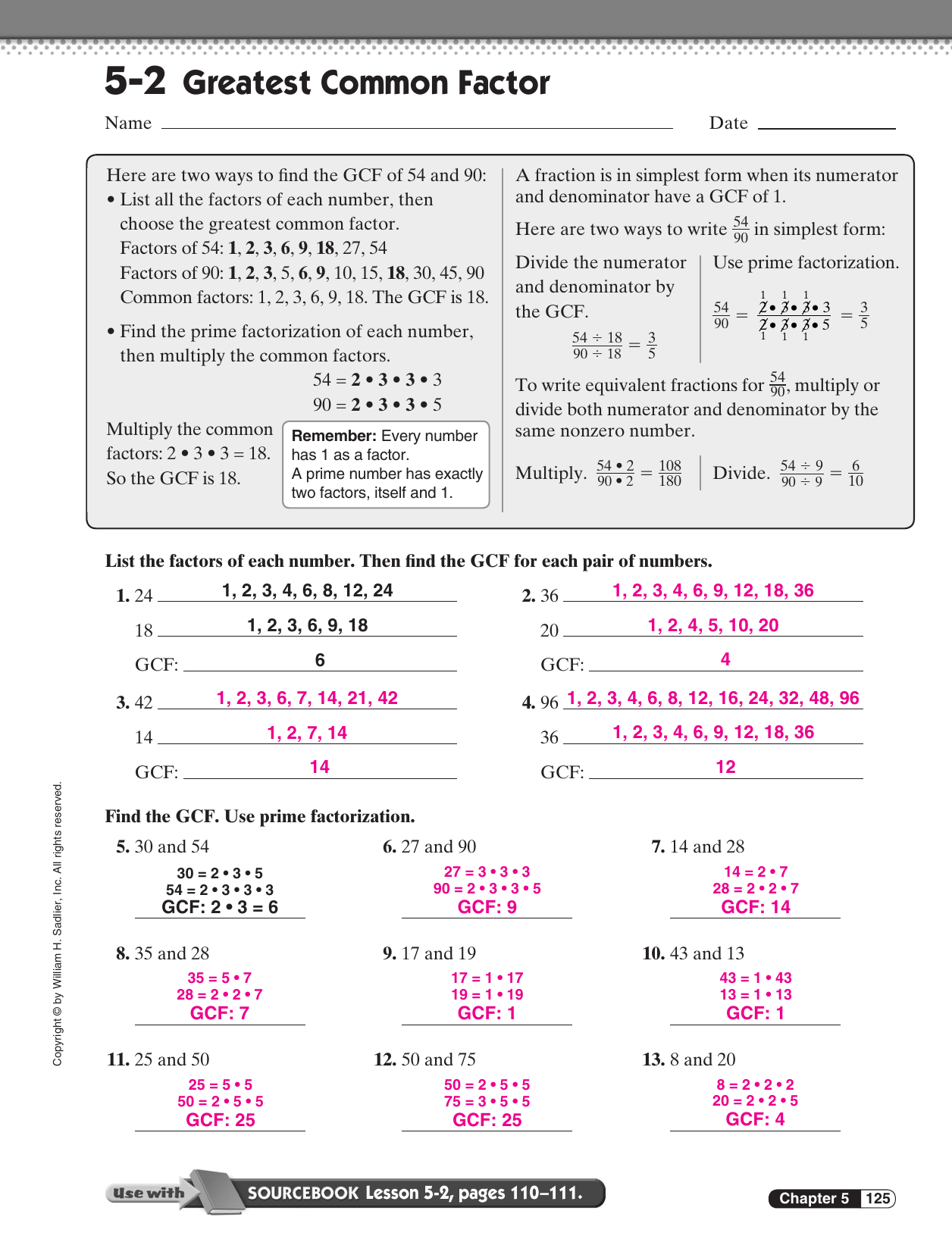 simplest form 12/50
9-9 Greatest Common Factor simplest form 12/50
9-9 Greatest Common Factor