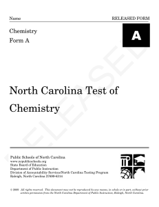 North Carolina Test of Chemistry RELEASED