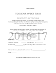 Yearbook Order Form - St. Mary`s Catholic School, Rockville, MD