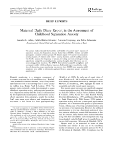 Maternal Daily Diary Report in the Assessment of Childhood