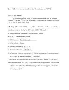 Chem 101 Test #1 review questions. Please don`t look at the